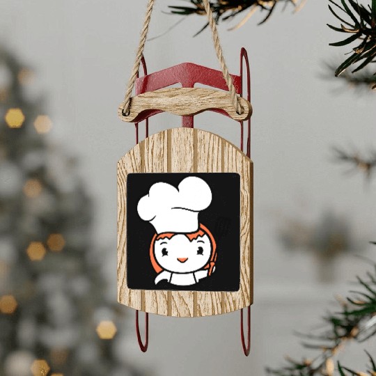 Bird Chef Cap Duck Delicious Hungry Eat Sweet Cute Sled Ornaments