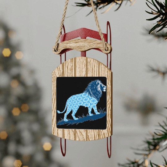 Star of David Pattern 2 Lion of Judah Sled Ornaments