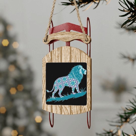 Star of David Pattern 8 Lion of Judah Sled Ornaments