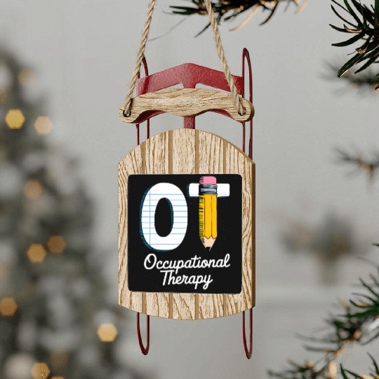 Pediatric Occupational Therapy Cute Pencil Back Sled Ornaments