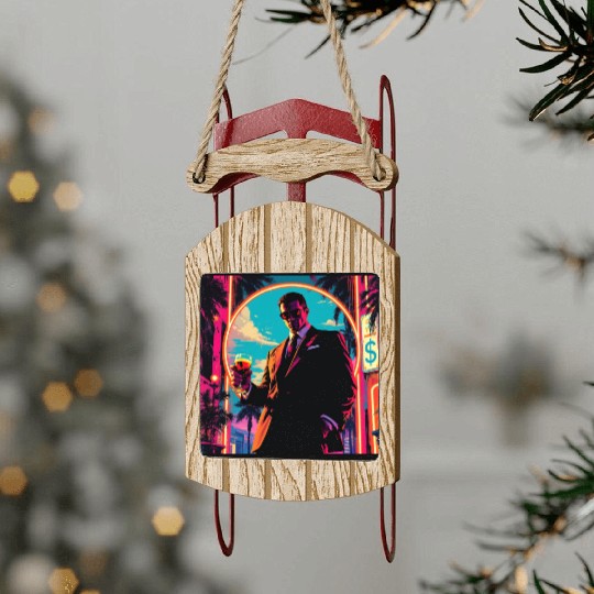 "Power & Neon" – 80s Crime Aesthetic Art Print Sled Ornaments