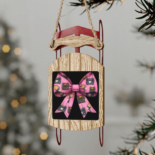 Coquette Bow Ham Radio Pattern Operator Sled Ornaments