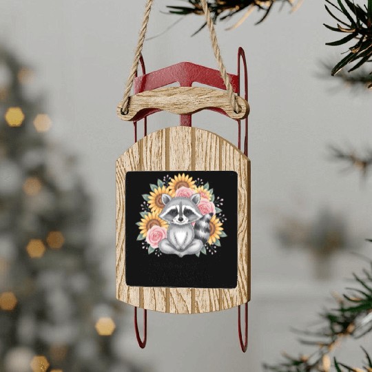 Adorable Raccoon Savasana Yoga Lover Art Sled Ornaments