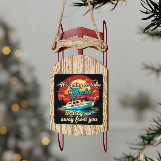 Vintage Style on Back Yacht Rock Party Boat Sled Ornaments
