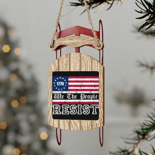 1776 Resist Trump Protest Anti Political US Fla Sled Ornaments