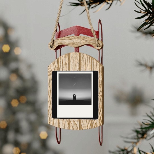 Starry Night Embrace Couple Polaroid Sled Ornaments