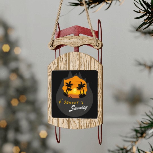 sunset sunday Sled Ornaments
