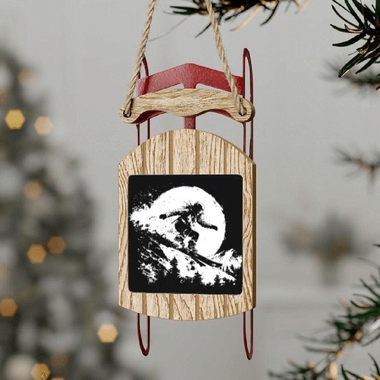 Snowboarding Girl Drawing Sled Ornaments