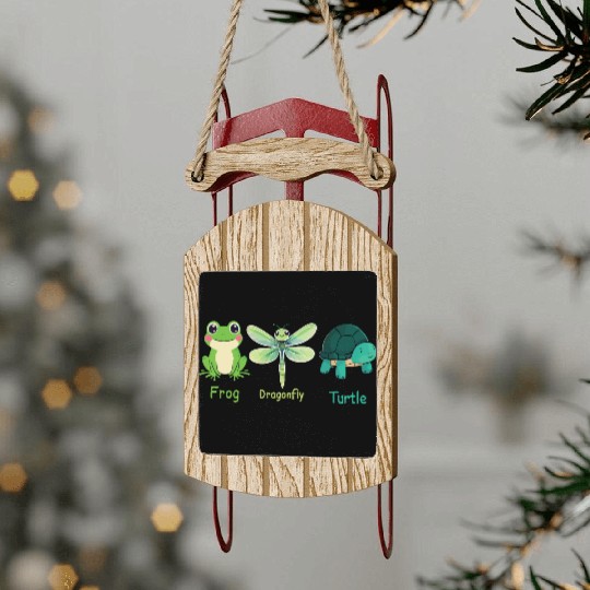 Subtle Political Frog Dragonfly Turtle Women Men Sled Ornaments