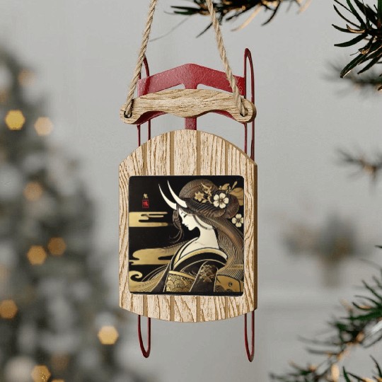 Oni girl in Kimono Sled Ornaments