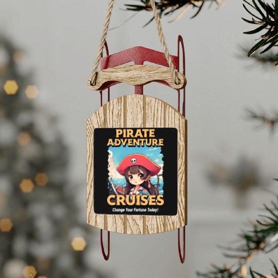 Pirate Adventure Cruises - Anime Travel Poster Sled Ornaments