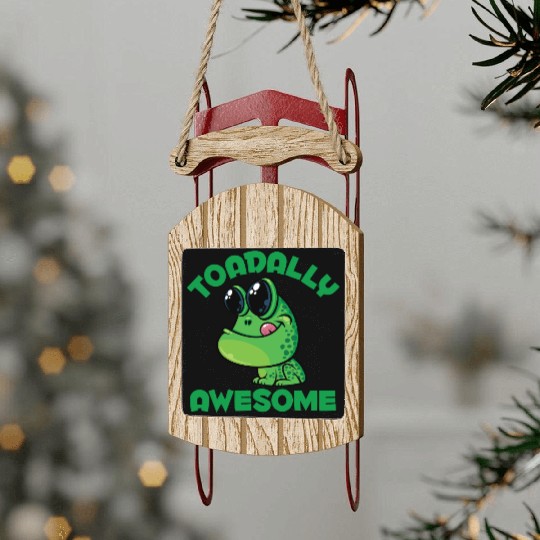 Toadally Awesome Happy Cartoon Toad Sled Ornaments