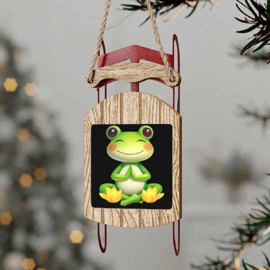 Zen Frog – Peaceful Meditation Frog Design Sled Ornaments
