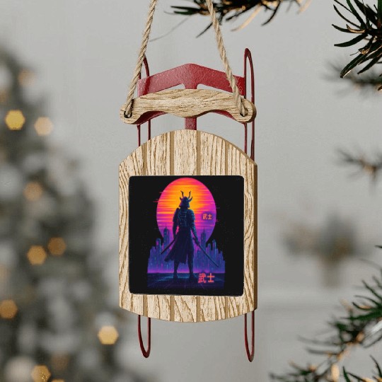 Neon Samurai - Cyberpunk Warrior Art Sled Ornaments