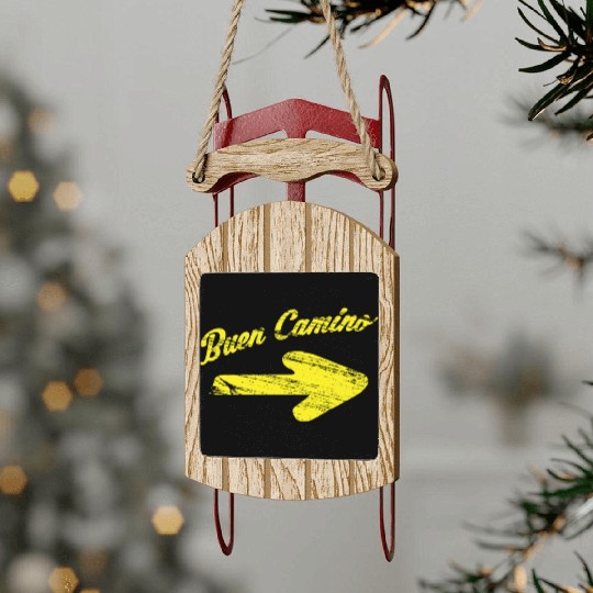 Way of St. James buen camino yellow arrow Sled Ornaments