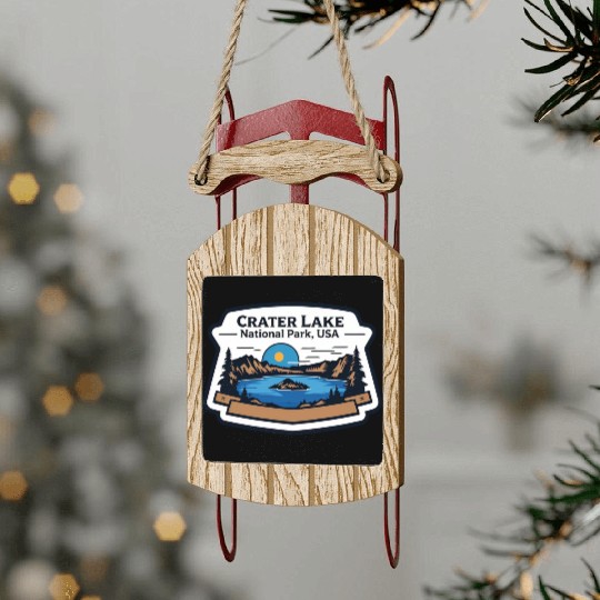 Crater Lake National Park Southern Oregon USA Logo Sled Ornaments