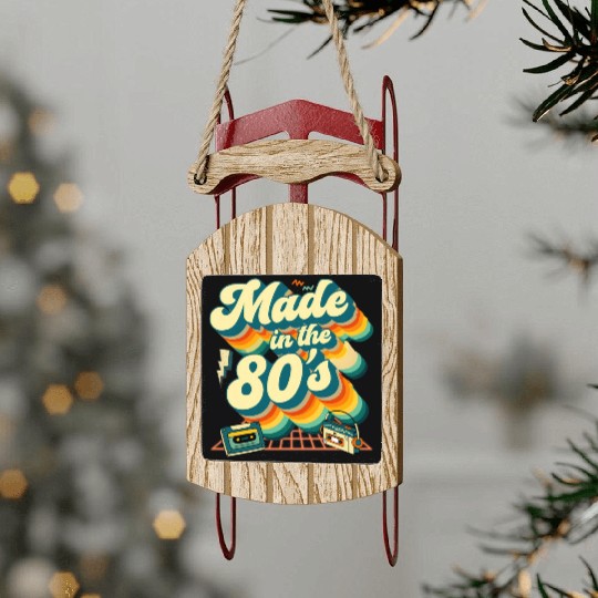 made in the 80s retro groovy Sled Ornaments