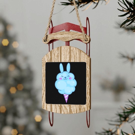 Cute Cotton Candy Bunny Sled Ornaments