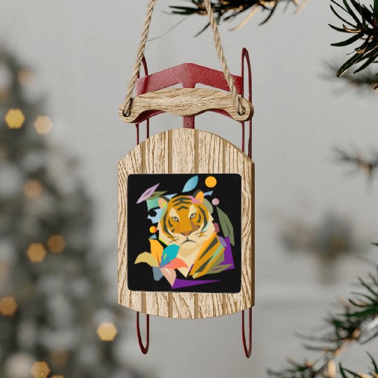 Tiger with Flower – Powerful Nature Motif Sled Ornaments