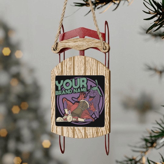 Funky Eggplant Drummer – Funny Cartoon Music T-Shi Sled Ornaments