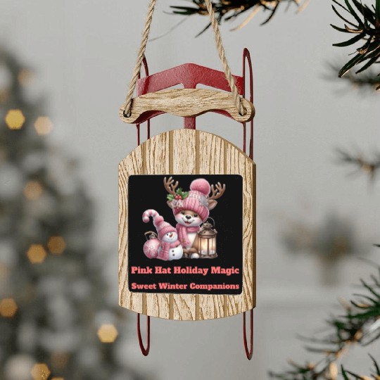 A Pink Winter Wonderland Sled Ornaments