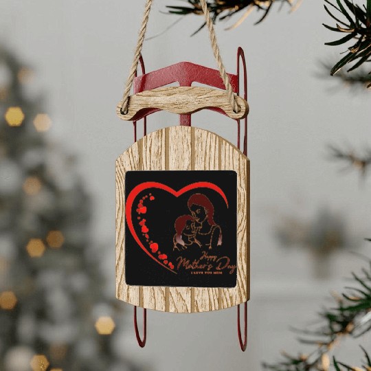 Mother & Daughter Love Heart Mother’s Day Sled Ornaments