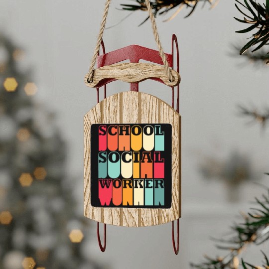 School Social Worker Back To School Sled Ornaments