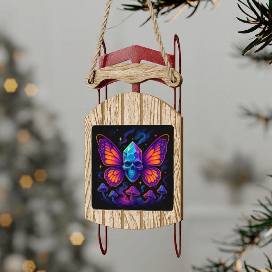 Crystal Skull & Neon Wings – Vapor Fantasy Sled Ornaments