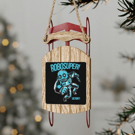 Robosuper Victory Bot – Retro Futuristic Robot Sled Ornaments