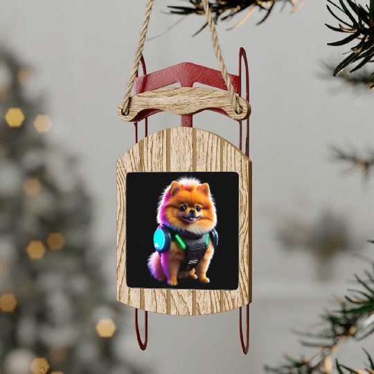 Cyber Pomeranian: Explorer of the Future Sled Ornaments