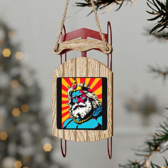 Bold Pop Art Zeus – Colorful Greek God Illustratio Sled Ornaments