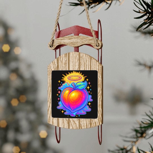 Neon peach divine Sled Ornaments