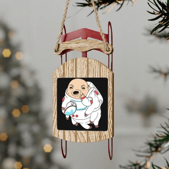Water Bear Lover Tardigrade Astronaut Sled Ornaments