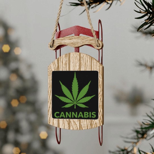 Cannabis Hemp Leaf Statement Green Look Sled Ornaments