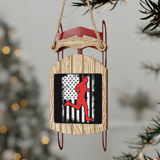 Patriotic US Runner Sled Ornaments