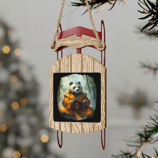 Meditating Panda In The Zen Bamboo Forest Sled Ornaments