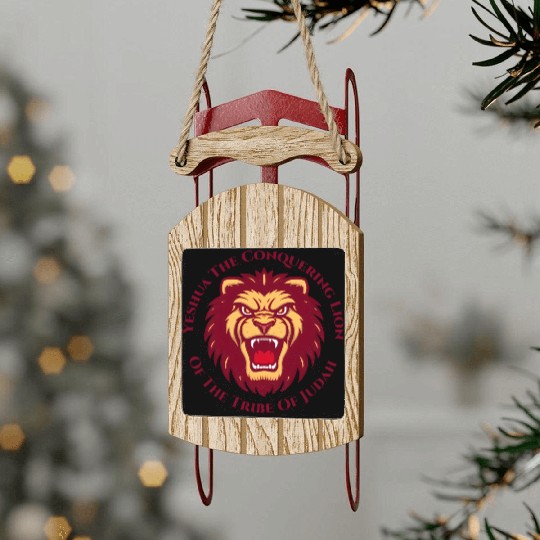 Yeshua Hamashiach the Conquering Lion of Judah Lon Sled Ornaments