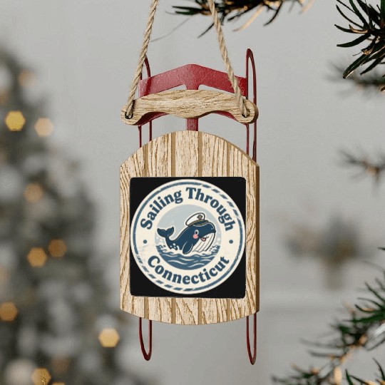 Connecticut Whale Captain Design Sled Ornaments
