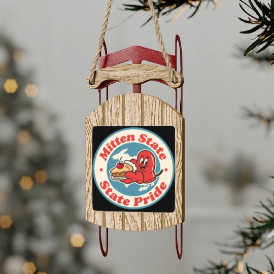 Great Lakes Charm Michigan Mitten Vintage Style Sled Ornaments