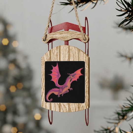 Purple Dragon Sled Ornaments