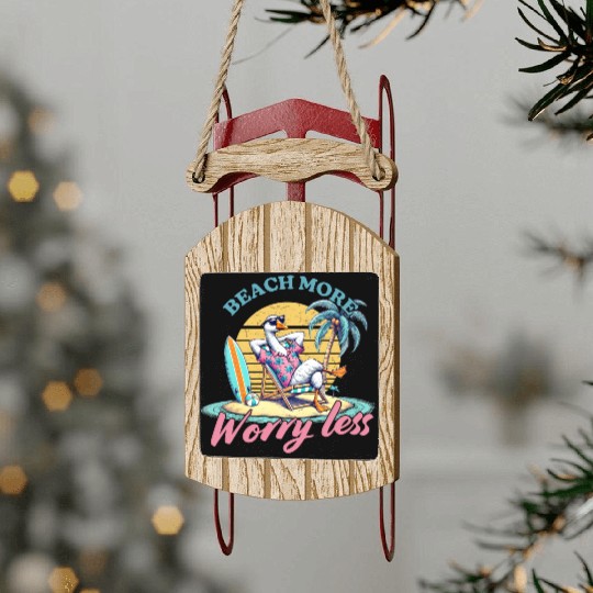 Summer Beach more worry less Sled Ornaments