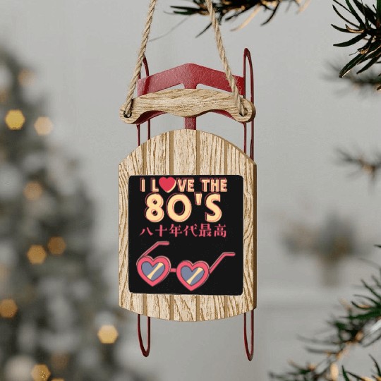 80s Retro Heart Sunglasses Sled Ornaments
