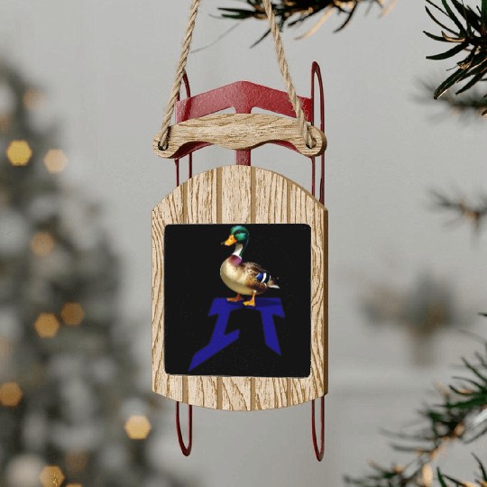 Mallard Duck on the word IT Sled Ornaments