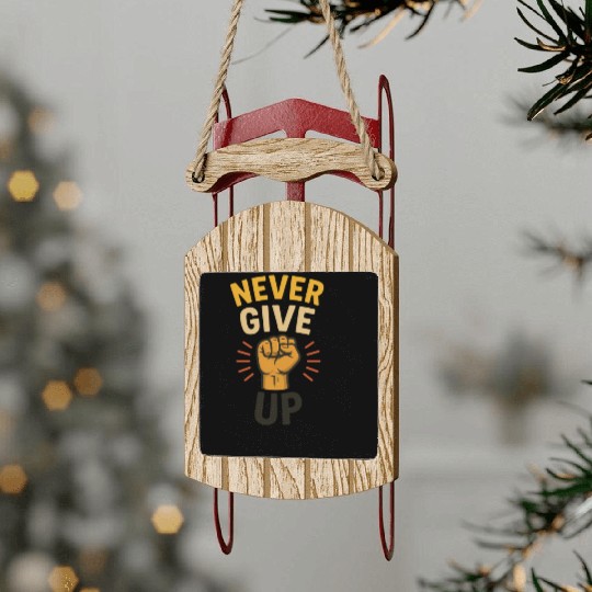 Never give up Sled Ornaments