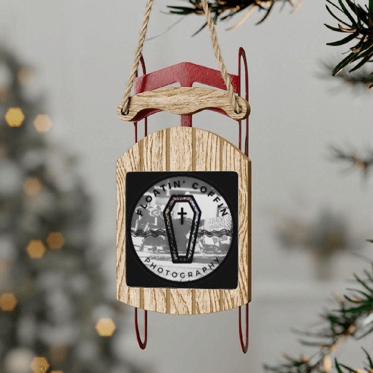 BlacknWhite Coffin Homeless Street Famiy Give Back Sled Ornaments