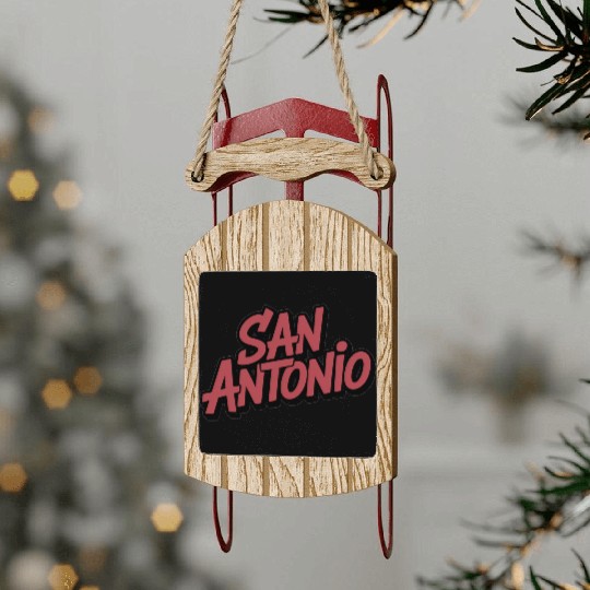 San Antonio Text Design Sled Ornaments