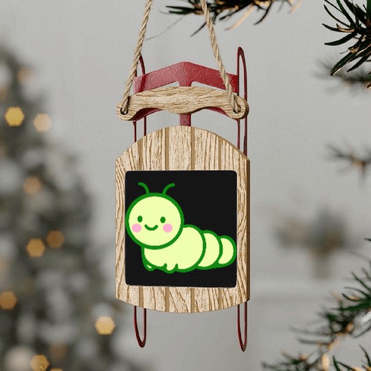 Cute Green Caterpillar- Adorable Insect Lover Sled Ornaments