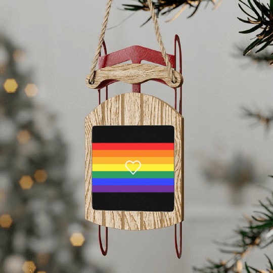 Rainbow Heart Pride Flag Sled Ornaments