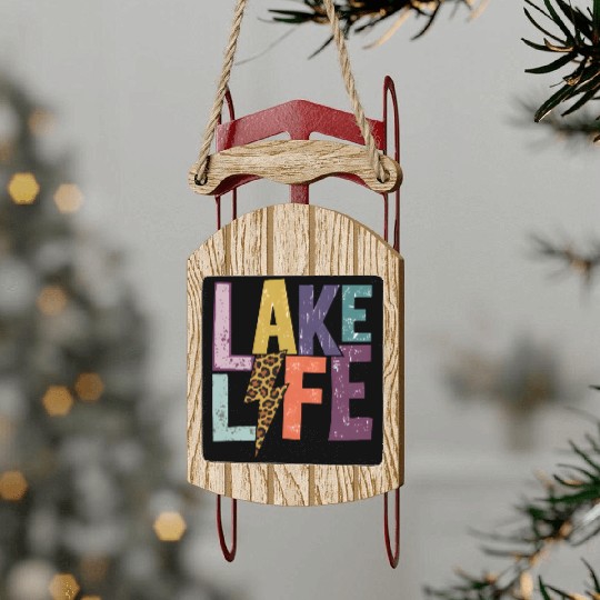 Lake Life bolt Sled Ornaments