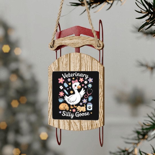 Veterinarian Silly Goose Veterinary Medicine Sled Ornaments